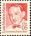 Luis Muoz Marin postage stamp issued on February 18, 1990, as part of Great Americans Series.
