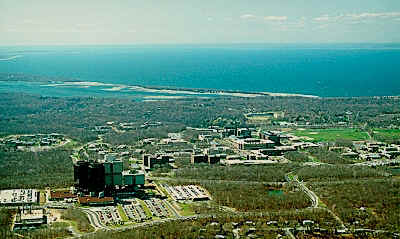 Aerial view of Stony Brook campus.